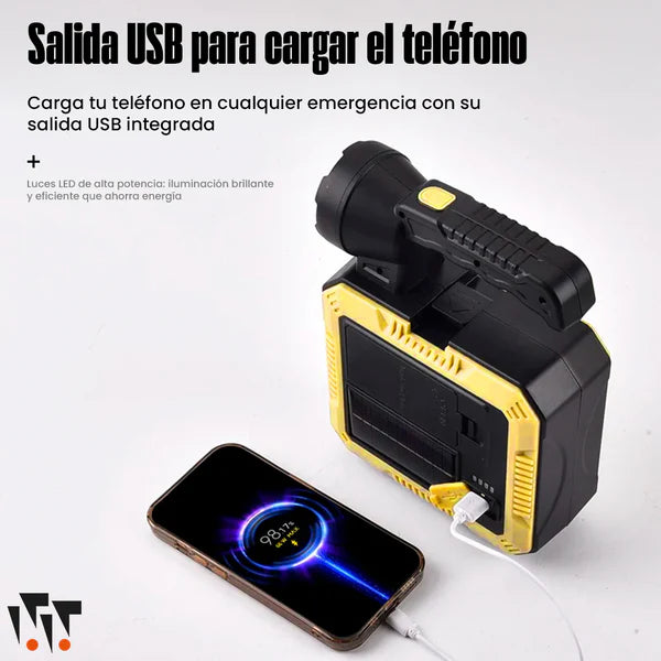 Kit herramientas, linterna y cargador con panel solar